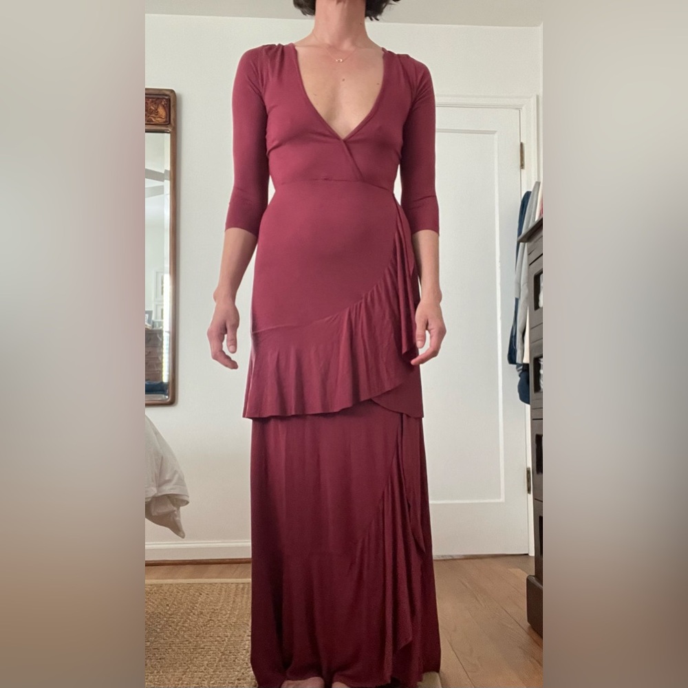 Rachel Pally 3/4 Sleeve Low V Neck Dress with Tiers